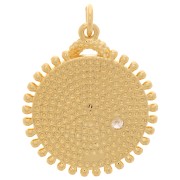 25x22mm Round worked pendant - snake pattern - with zirconium oxide - Gold Tone x1
