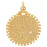 25x22mm Round worked pendant - snake pattern - with zirconium oxide - Gold Tone x1