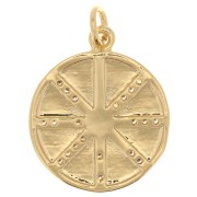 21x18mm Round pendant - snake motif - stars and moons with zirconium oxide - Gold Tone x1
