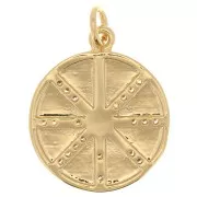 21x18mm Round pendant - snake motif - stars and moons with zirconium oxide - Gold Tone x1