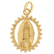 22x16mm Oval pendant - Virgin pattern with zirconium oxide - Gold Tone - Crystal x1