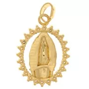 22x16mm Oval pendant - Virgin pattern with zirconium oxide - Gold Tone - Crystal x1