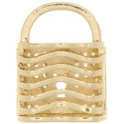 19x14mm Padlock Pendant with Zircon - Gold Tone - Crystal x1