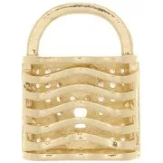 19x14mm Padlock Pendant with Zircon - Gold Tone - Crystal x1