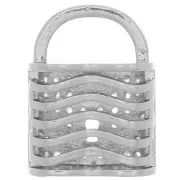 19x14mm Padlock Pendant with Zircon - Rhodium Tone - Crystal x1