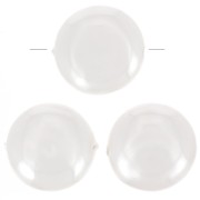 14mm Mother of Pearl - Round Puck - Pearly White x1