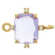 17x14mm Rectangle connector with Zircon - Gold Tone - Purple - Crystal x1|raw }}