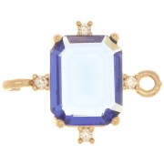 17x14mm Rectangle spacer with Zircon - Gold Tone - Saphir - Crystal x1|raw }}