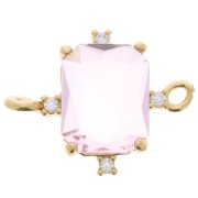 17x14mm Rectangle connector with Zircon - Gold Tone - Pink - Crystal x1|raw }}