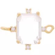 17x14mm Rectangle connector with Zircon - Gold Tone - Crystal x1