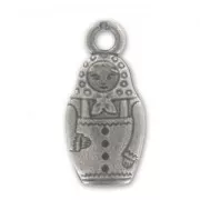Matriochka CCB charm 19mm Old Silver tone x1