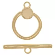 19mm T clasp for bracelet or necklace - Fine Gold Plated x1