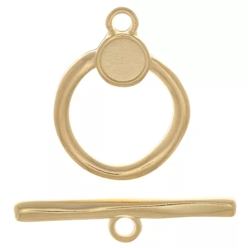 19mm T clasp for bracelet or necklace - Fine Gold Plated x1