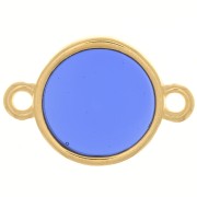 11mm Round epoxy resin connector - stained glass - Fine gold Plated - Cobalt x1|raw }}