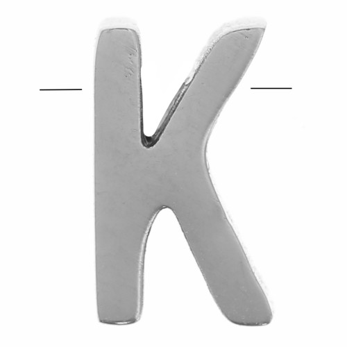 8x5mm Stainless steel 304 alphabet letter bead - K x1