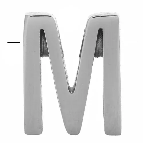 8x5mm Stainless steel 304 alphabet letter bead - M x1