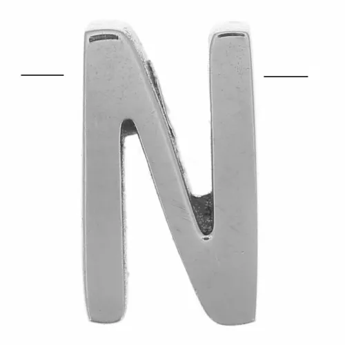 8x5mm Stainless steel 304 alphabet letter bead - N x1