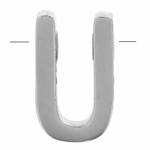 8x5mm Stainless steel 304 alphabet letter bead - U x1