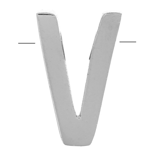 8x5mm Stainless steel 304 alphabet letter bead - V x1