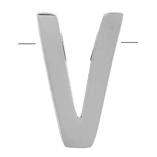 8x5mm Stainless steel 304 alphabet letter bead - V x1