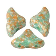 6x10mm Glass beads Hélios® by Puca® - Opaque Green Turquoise Tweedy x10g