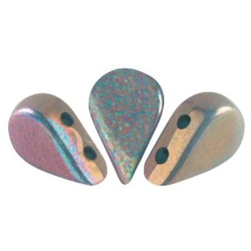 5x8mm Glass beads Amos® by Puca® - Opaque Green Turquoise Iris Luster x10g