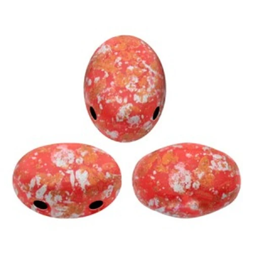 7x5mm Glass beads Samos® by Puca® - Opaque Light Coral Tweedy x10g