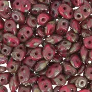 SuperDuo 2.5x5mm Opaque Red Silver Picasso x10g