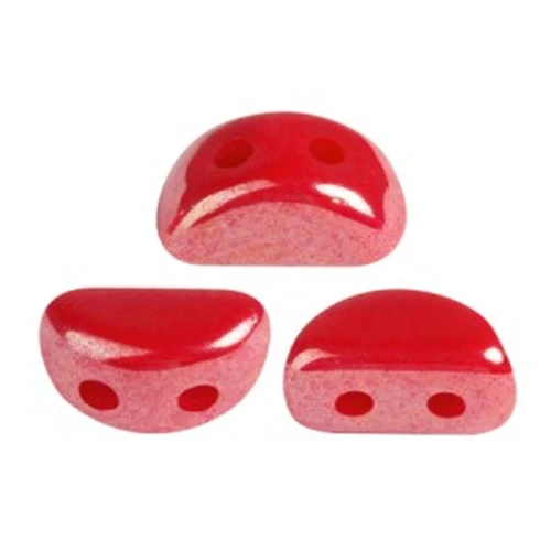 6x3mm Glass beads Kos® by Puca® - Opaque Coral Red Luster x10g