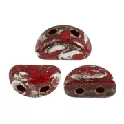 6x3mm Glass beads Kos® by Puca® - Opaque Coral Red New Picasso x10g