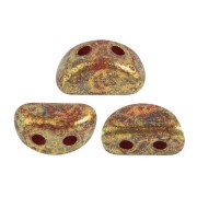 6x3mm Glass beads Kos® by Puca® - Opaque Coral Red Gold Spotted x10g