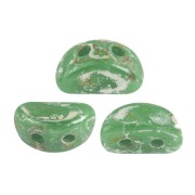 6x3mm Glass beads Kos® by Puca® - Opaque Green Turquoise New Picasso x10g|raw }}