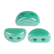6x3mm Glass beads Kos® by Puca® - Opaque Green Turquoise Luster x10g