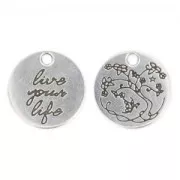 Live Your Life sequin 15mm Antique Silver Plating x1