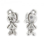 Girl charm 15mm Antique Silver Plating x1|raw }}