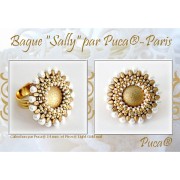 14mm Glass round cabochon by Puca® - Opaque Beige Spotted x1