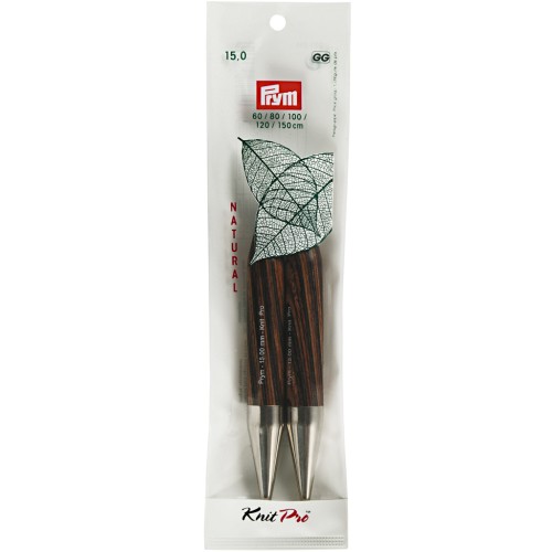 15mm Prym Wooden Interchangeable Knitting Needle Tips - Natural x2