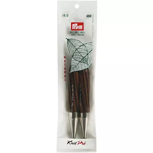 15mm Prym Wooden Interchangeable Knitting Needle Tips - Natural x2
