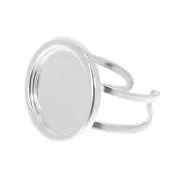 Adjustable Ring for 15mm cabochon - Silver Tone x1