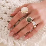 Adjustable Ring for 15mm cabochon - Silver Tone x1