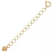 6mm 316L stainless steel spring clasp with extension chain and heart - Gold x1