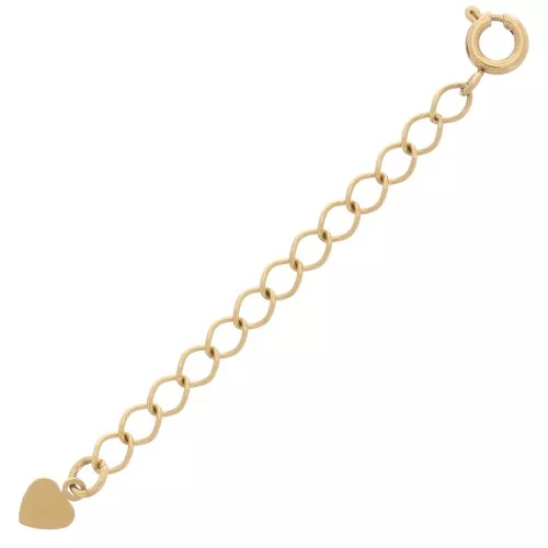 6mm 316L stainless steel spring clasp with extension chain and heart - Gold x1