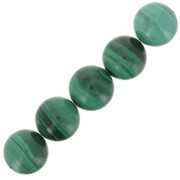 10mm Round gemstone beads - Malachite x5