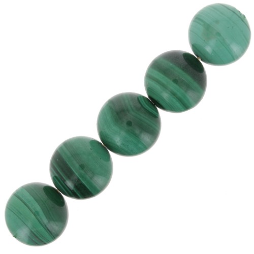 10mm Round gemstone beads - Malachite x5
