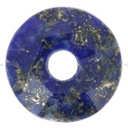 12mm faceted Donut bead - gemstone - Lapis lazuli x1