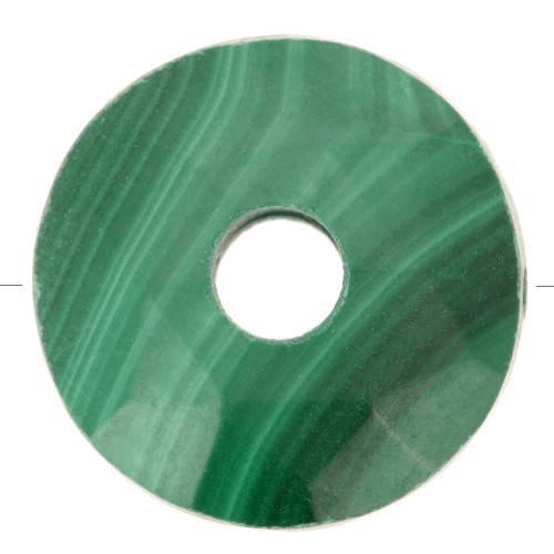 12mm faceted Donut bead - gemstone - Malachite x1