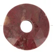 12mm faceted Donut bead - gemstone - poppy Jasper x1