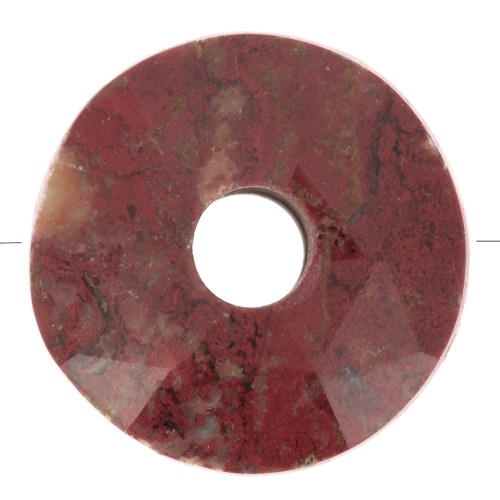 12mm faceted Donut bead - gemstone - poppy Jasper x1