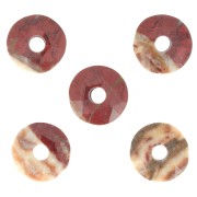 12mm faceted Donut bead - gemstone - poppy Jasper x1