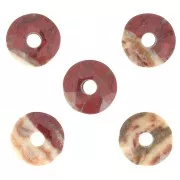 12mm faceted Donut bead - gemstone - poppy Jasper x1